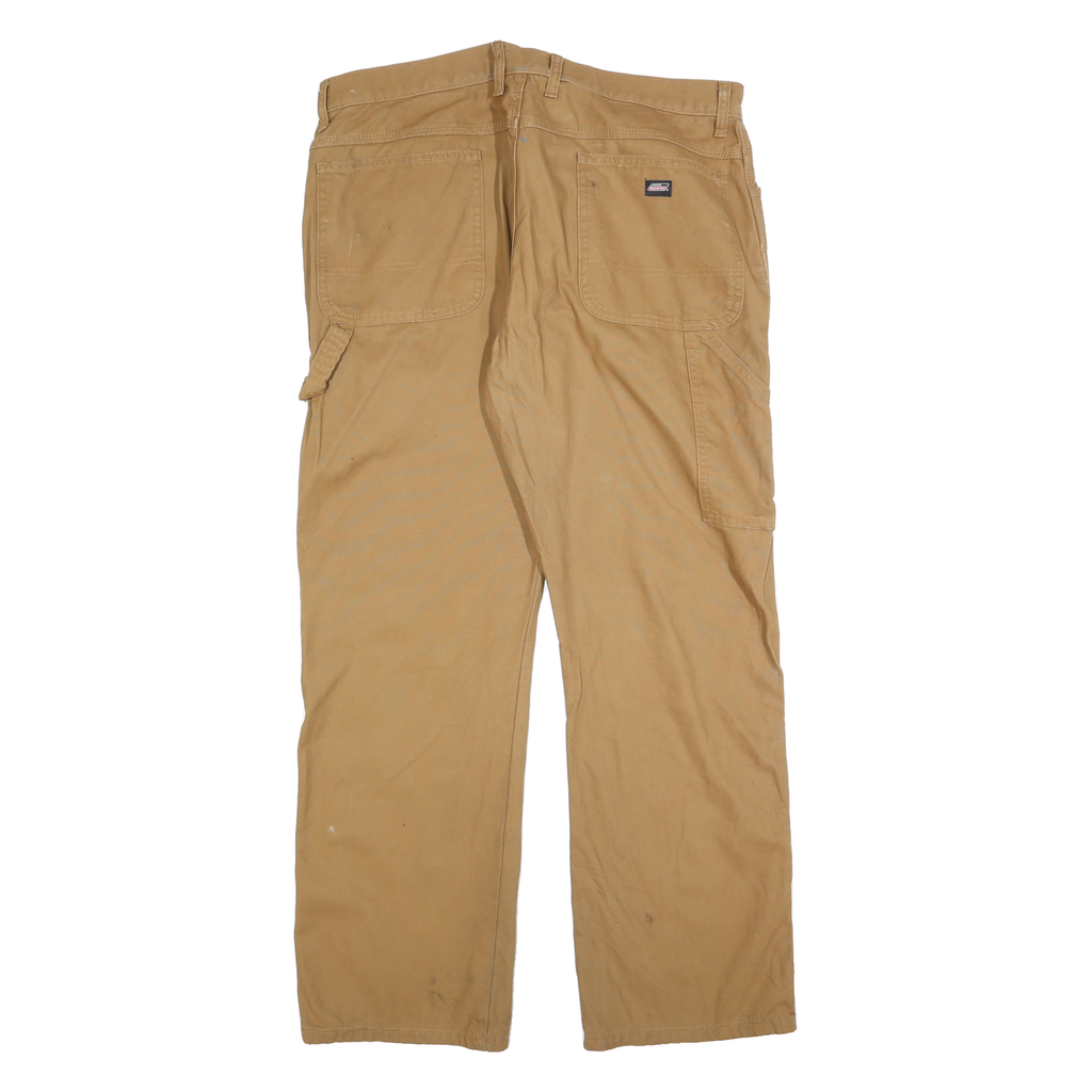 DICKIES Mens Regular Fit Workwear Jeans Beige Cotton Blend W38 L32 Zip