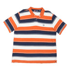 CHAPS Mens Orange & Navy Blue Striped Short Sleeve Polo Shirt 2XL Cotton Blend