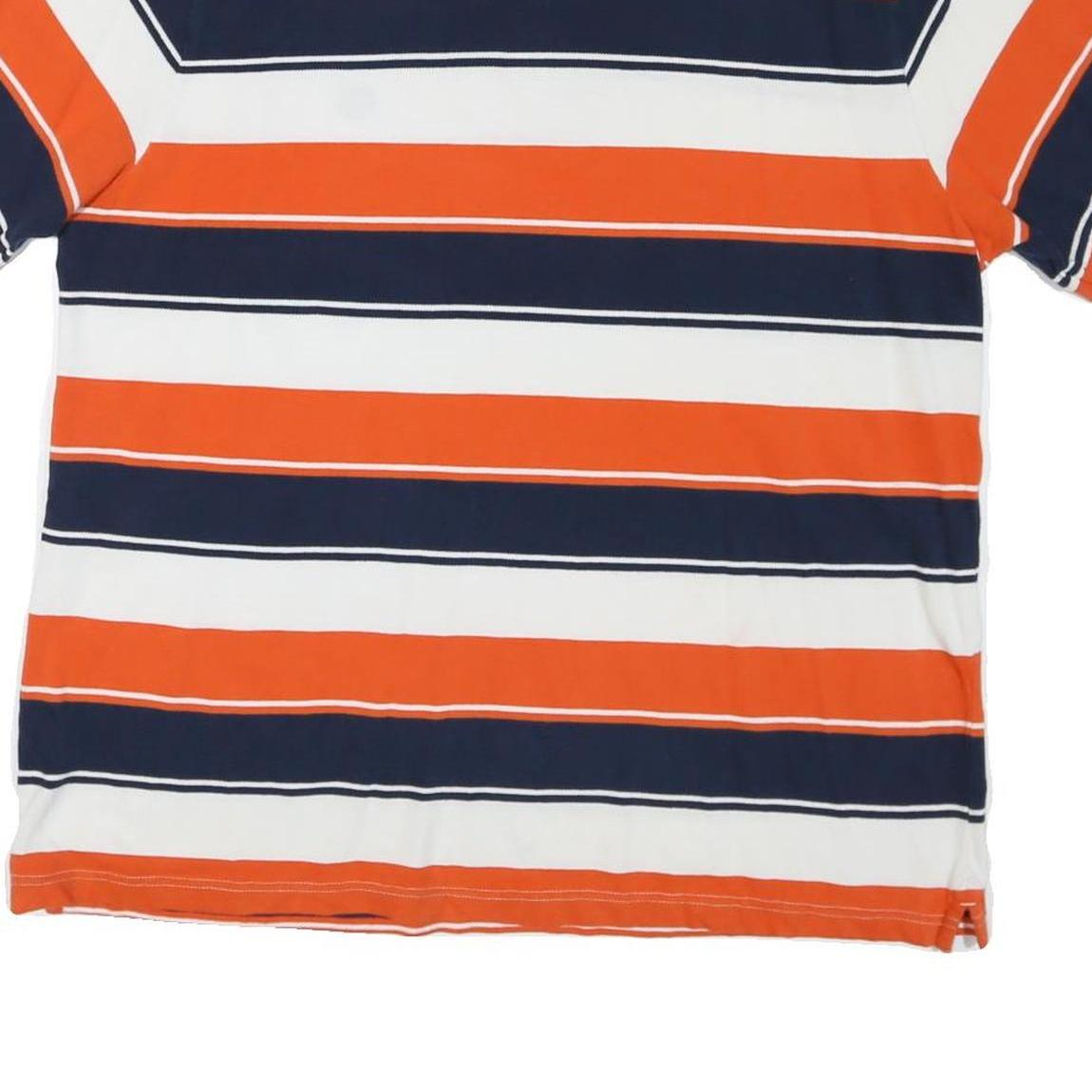 CHAPS Mens Orange & Navy Blue Striped Short Sleeve Polo Shirt 2XL Cotton Blend