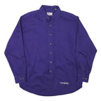 PRO ELITE Mens Blue Plain Shirt XL Button Collar Cotton Blend Casual Workwear