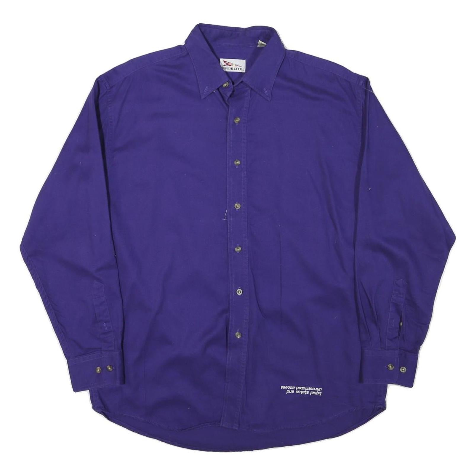 PRO ELITE Mens Blue Plain Shirt XL Button Collar Cotton Blend Casual Workwear
