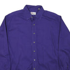 PRO ELITE Mens Blue Plain Shirt XL Button Collar Cotton Blend Casual Workwear