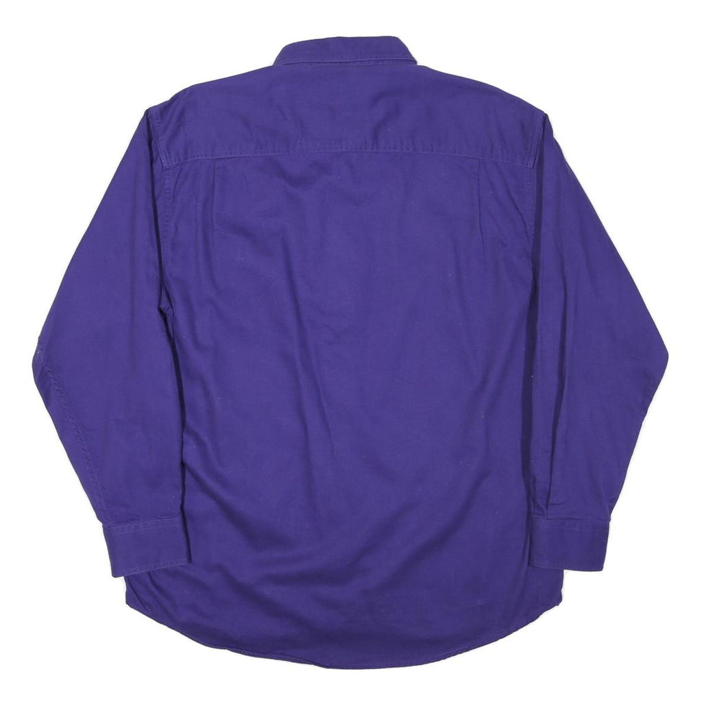 PRO ELITE Mens Blue Plain Shirt XL Button Collar Cotton Blend Casual Workwear