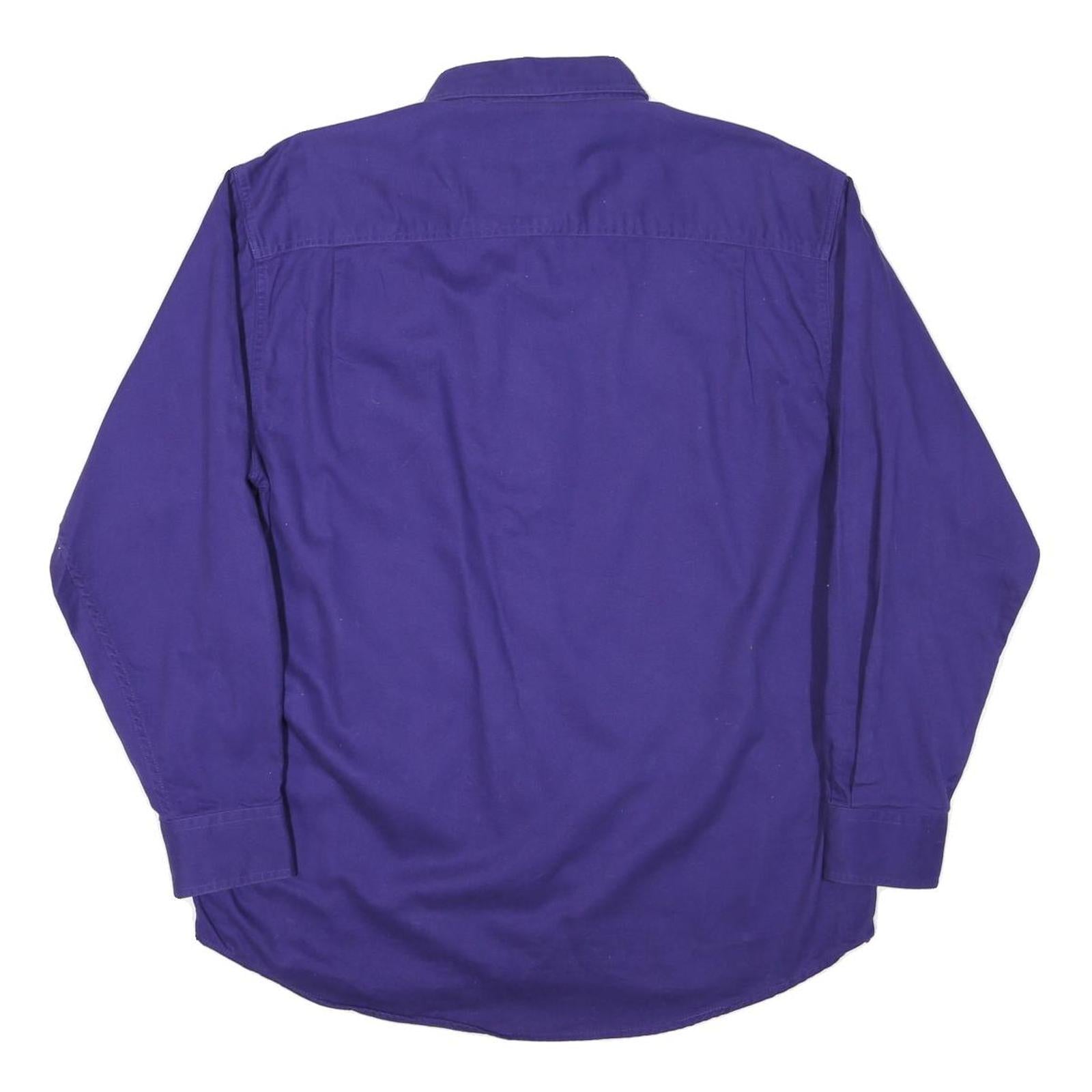 PRO ELITE Mens Blue Plain Shirt XL Button Collar Cotton Blend Casual Workwear