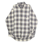 NAUTICA Mens Blue & Cream Check Shirt L Button Down Collar Long Sleeve Cotton