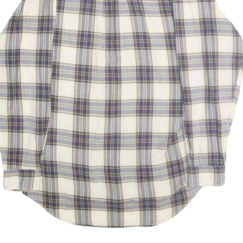 NAUTICA Mens Blue & Cream Check Shirt L Button Down Collar Long Sleeve Cotton