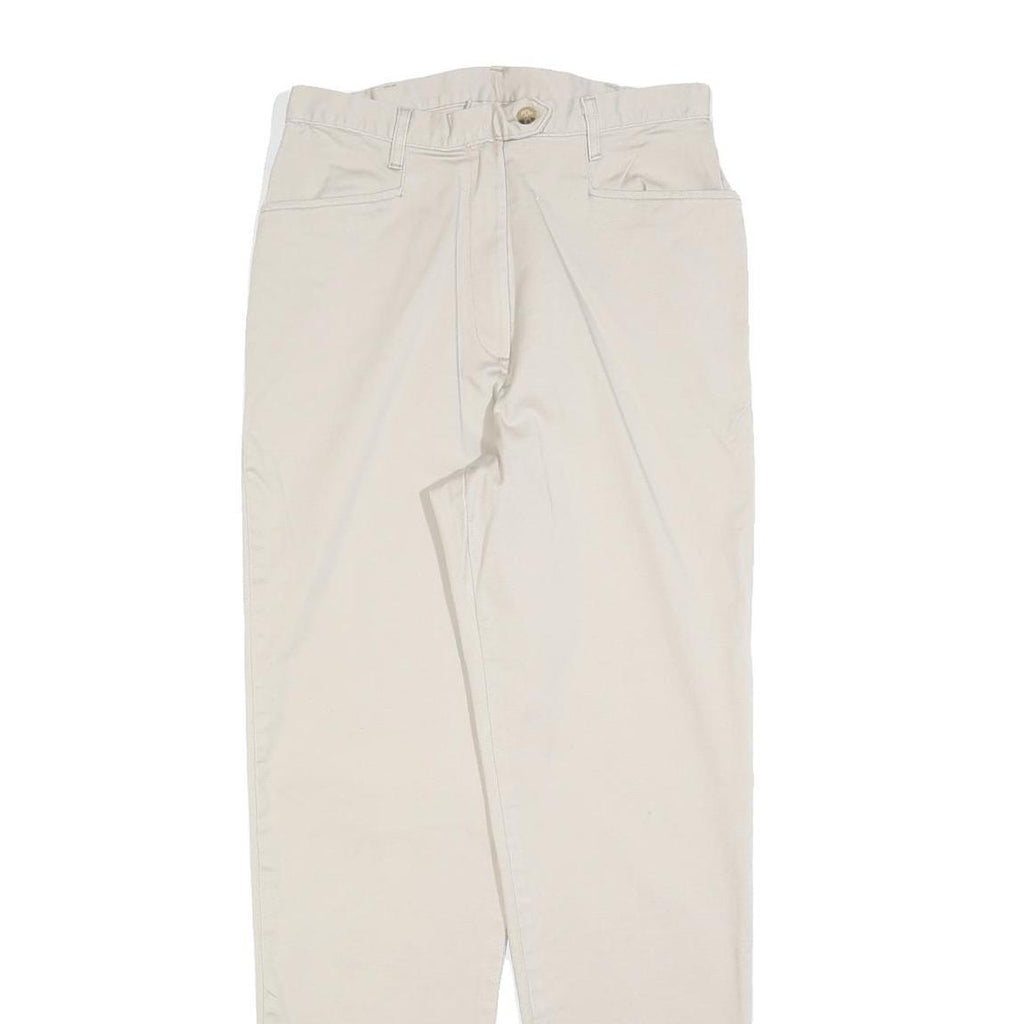 Womens Slim Beige Cotton Blend Trousers W26 L30 Zip Closure Stylish Fitted