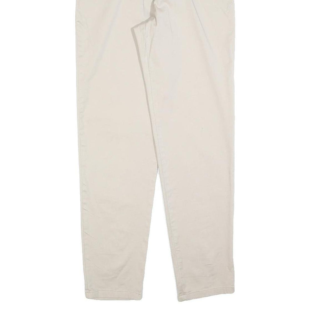 Womens Slim Beige Cotton Blend Trousers W26 L30 Zip Closure Stylish Fitted