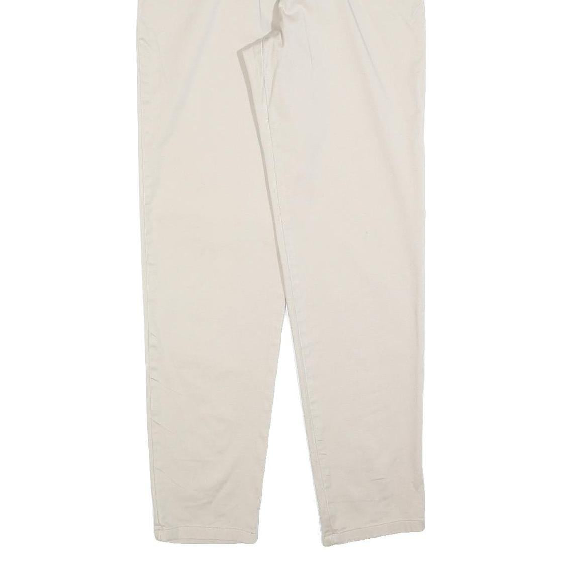 Womens Slim Beige Cotton Blend Trousers W26 L30 Zip Closure Stylish Fitted