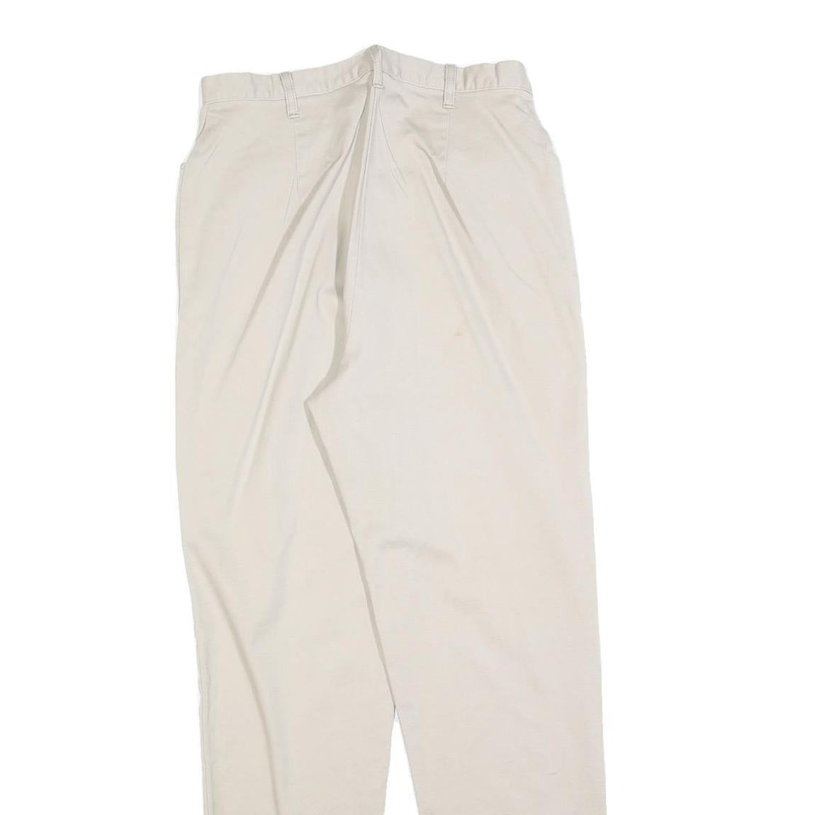 Womens Slim Beige Cotton Blend Trousers W26 L30 Zip Closure Stylish Fitted