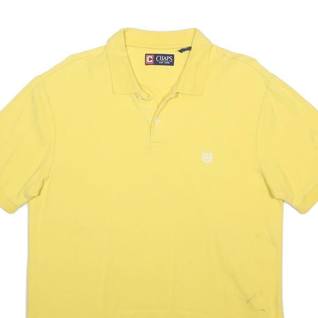 CHAPS Mens Yellow Short Sleeve Plain L Cotton Blend Polo Shirt Classic Fit