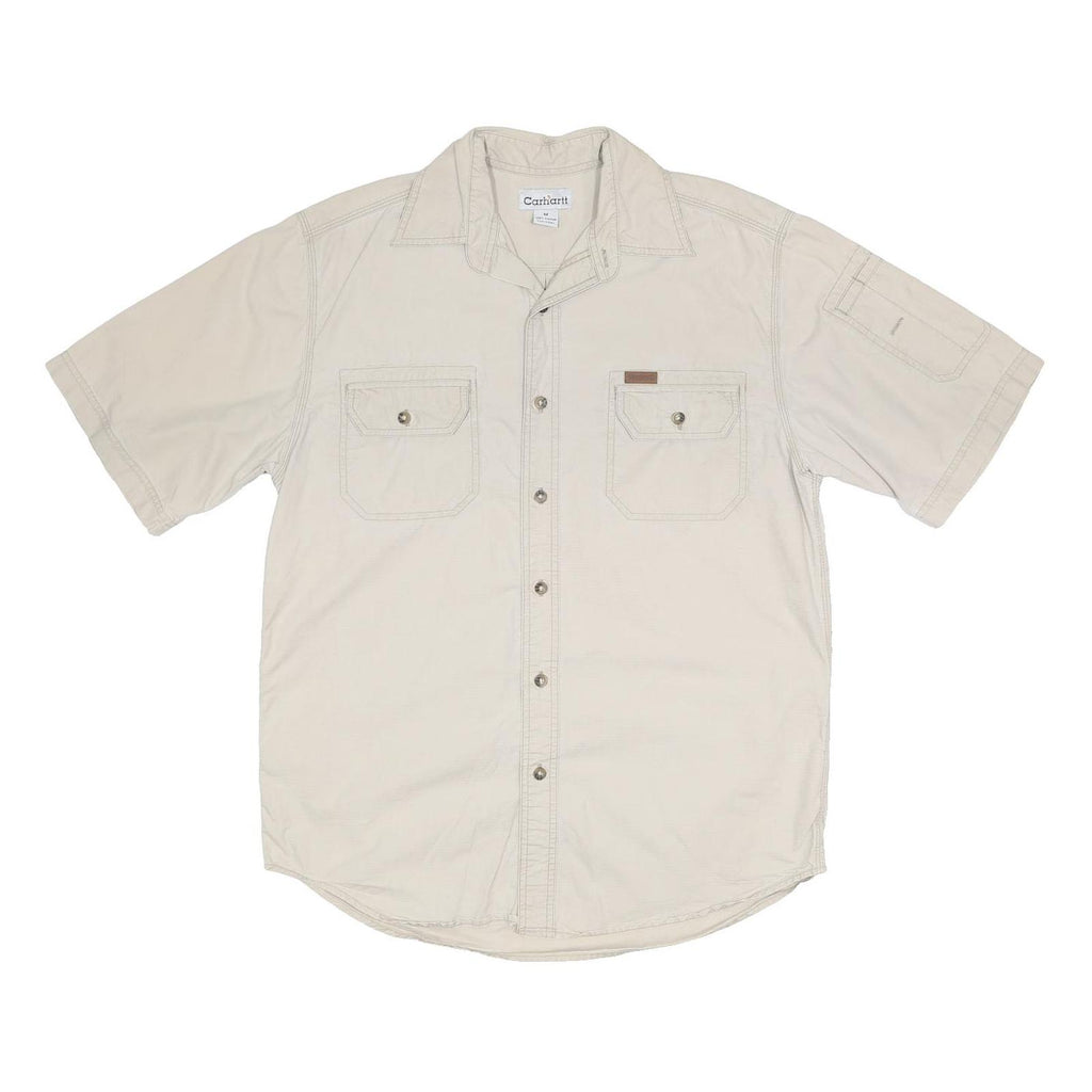CARHARTT Mens Beige Casual Shirt M Short Sleeve Cotton Workwear