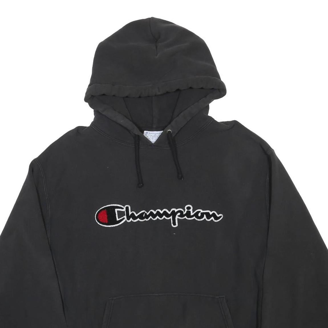 CHAMPION REVERSE WEAVE Mens Black Hoodie XL Cotton Blend Pullover Comfort Fit