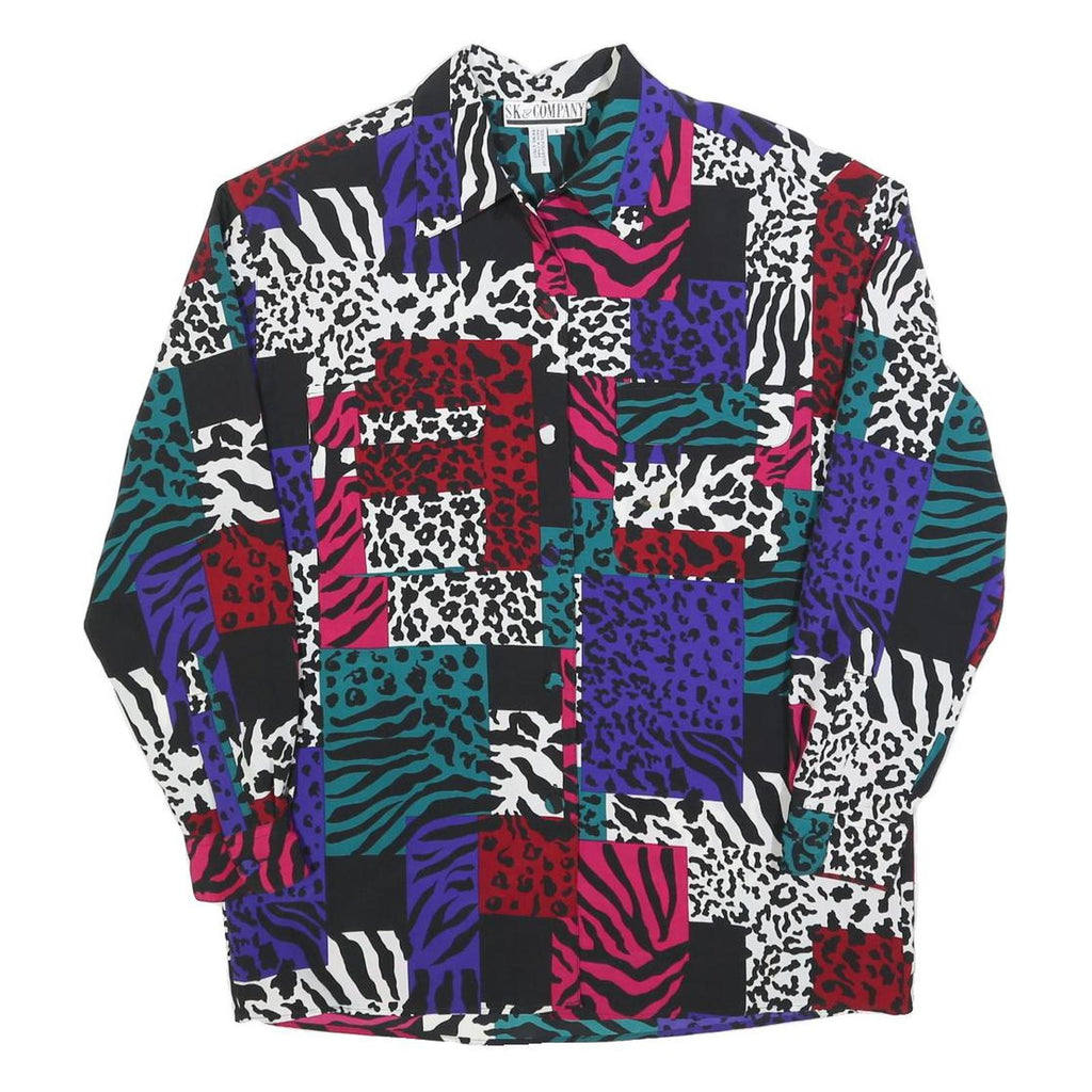 SK & COMPANY Womens Multi Colour Animal Print Shirt Long Sleeve Collared S