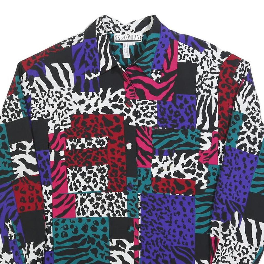 SK & COMPANY Womens Multi Colour Animal Print Shirt Long Sleeve Collared S