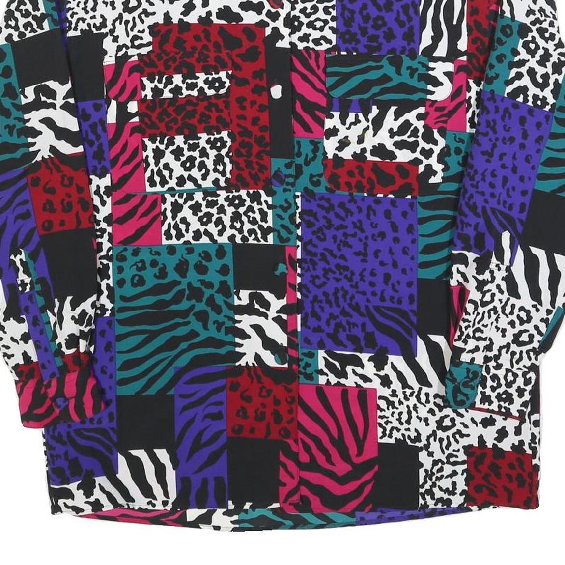 SK & COMPANY Womens Multi Colour Animal Print Shirt Long Sleeve Collared S