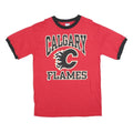 CGW Mens Red & Black Calgary Flames T-Shirt M Short Sleeve Crew Neck Sports Logo