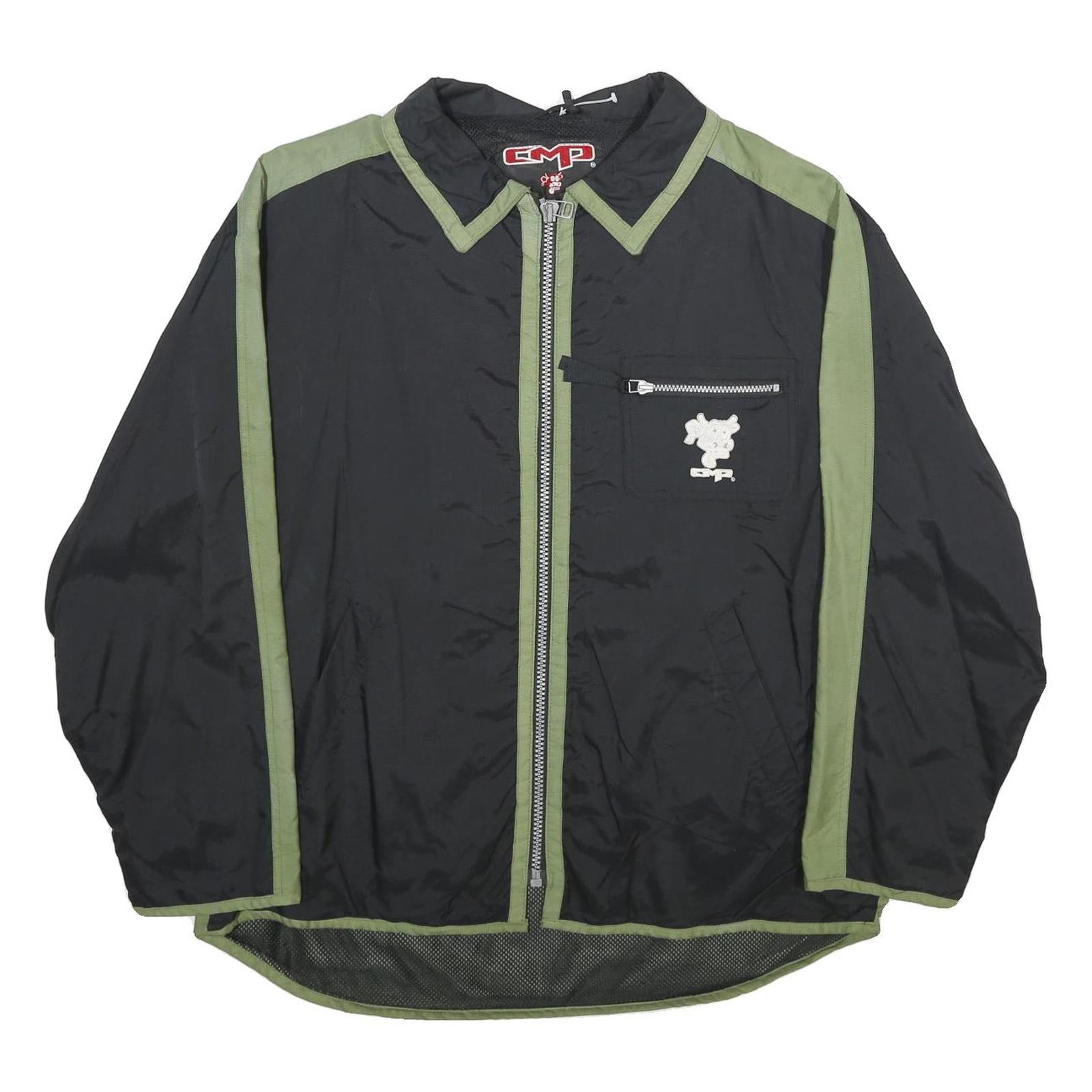 CMP Mens Black & Green Nylon Zip Jacket M Lightweight Sportswear