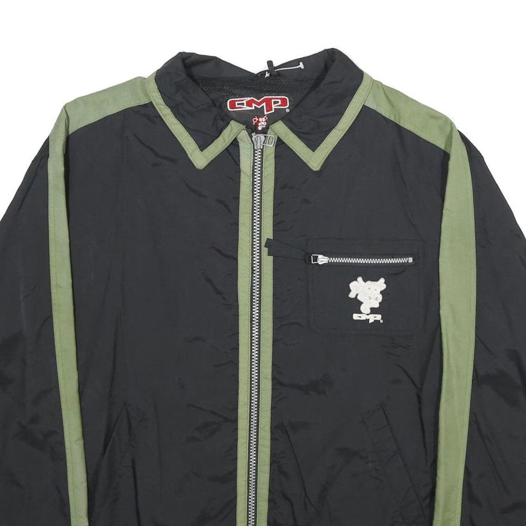 CMP Mens Black & Green Nylon Zip Jacket M Lightweight Sportswear