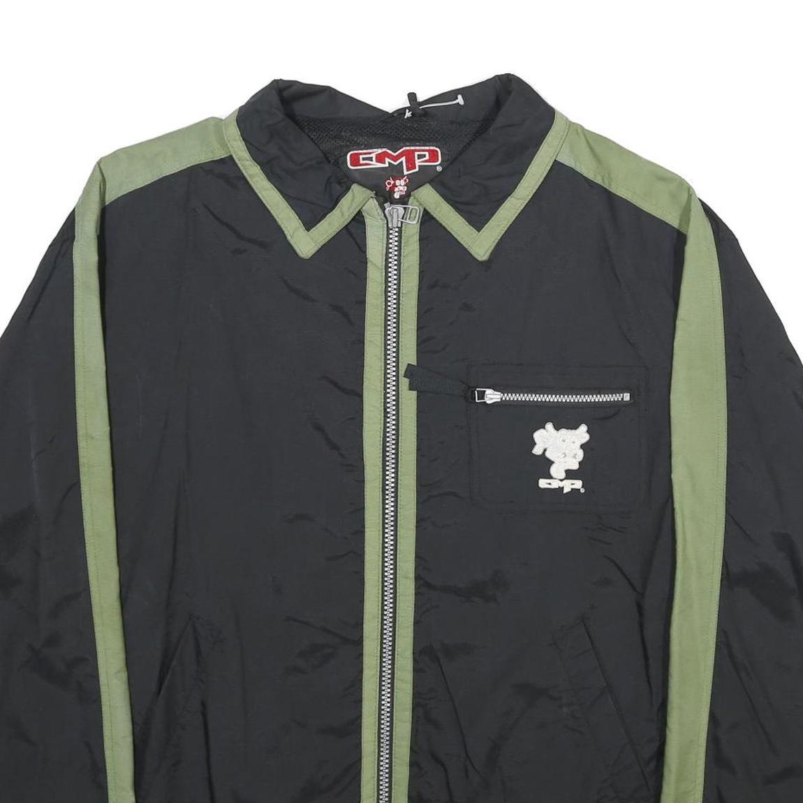 CMP Mens Black & Green Nylon Zip Jacket M Lightweight Sportswear