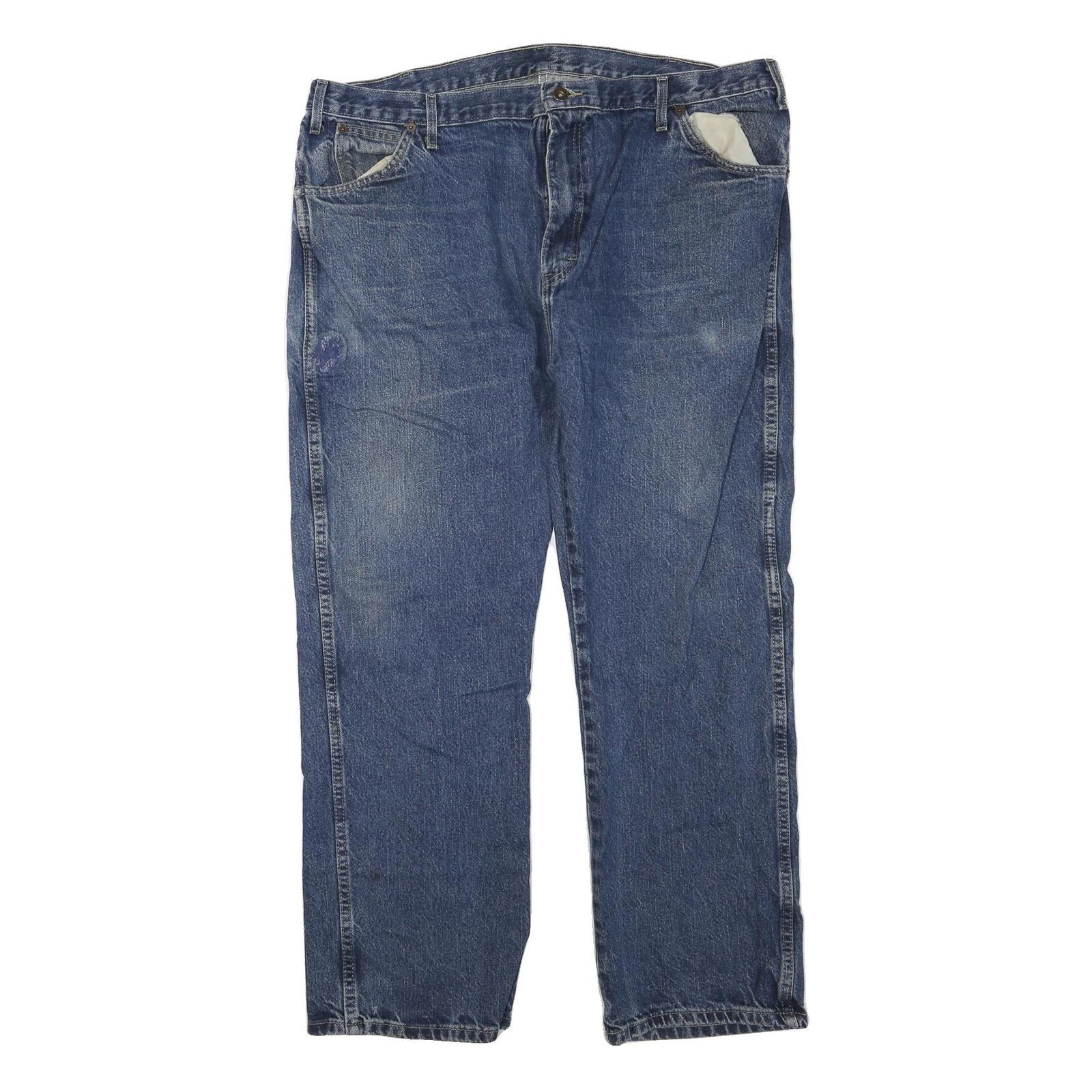 DICKIES Womens Regular Blue Denim Classic Fit Jeans W40 L30 Workwear Zip Closure