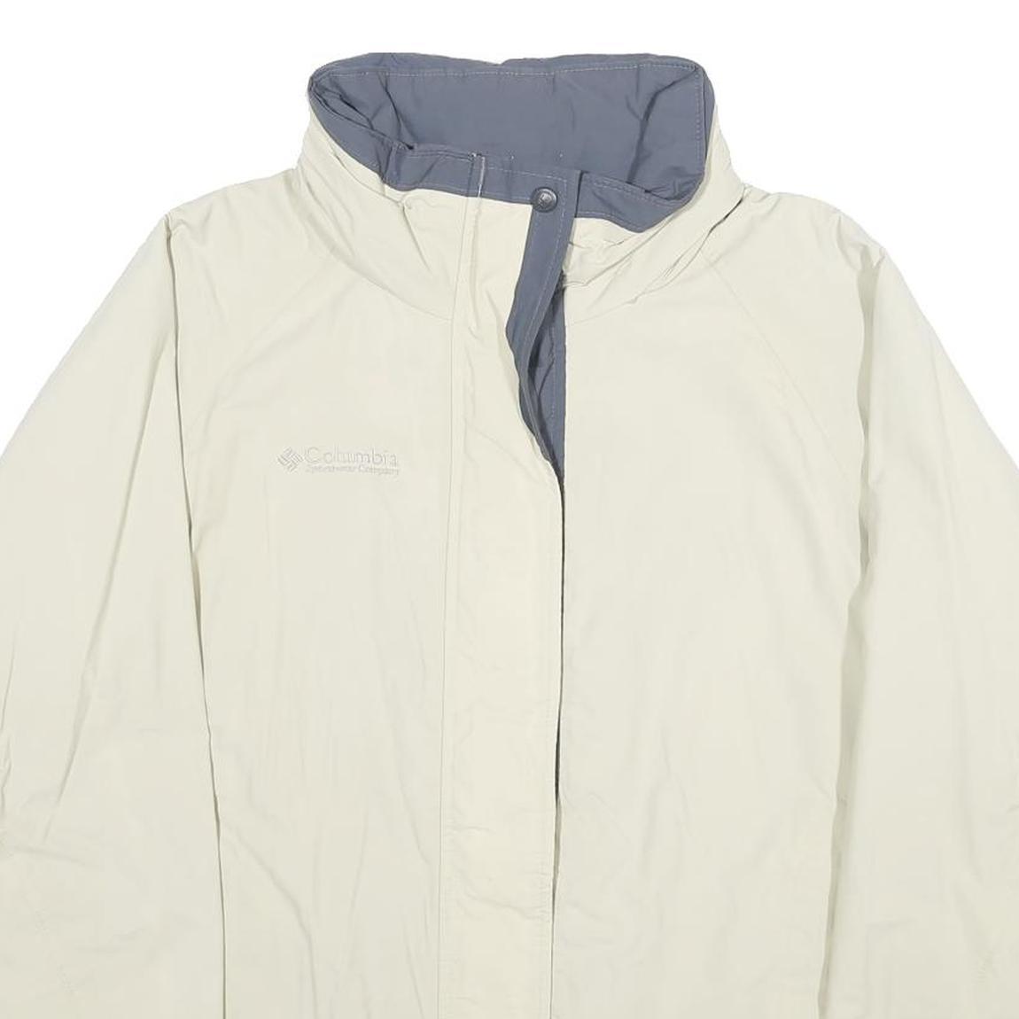 COLUMBIA Womens Cream Nylon Shell Jacket XL Outdoor Zip Plain Lightweight Water