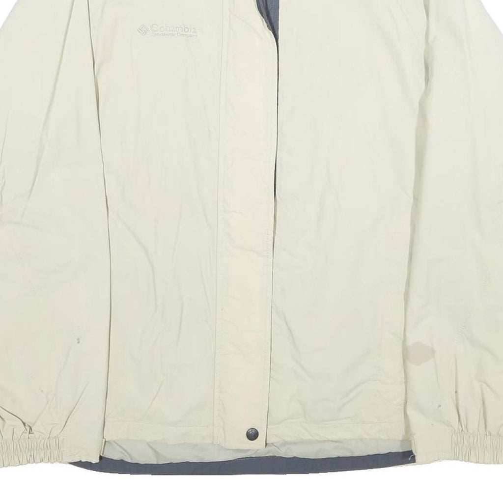 COLUMBIA Womens Cream Nylon Shell Jacket XL Outdoor Zip Plain Lightweight Water