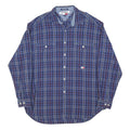 TOMMY HILFIGER Mens Blue Plaid Shirt L Casual Cotton Blend Long Sleeve