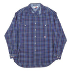 TOMMY HILFIGER Mens Blue Plaid Shirt L Casual Cotton Blend Long Sleeve