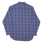 TOMMY HILFIGER Mens Blue Plaid Shirt L Casual Cotton Blend Long Sleeve