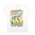 CHEMISTRY Mens White Corvette Graphic T-Shirt L Short Sleeve Crew Neck Racing