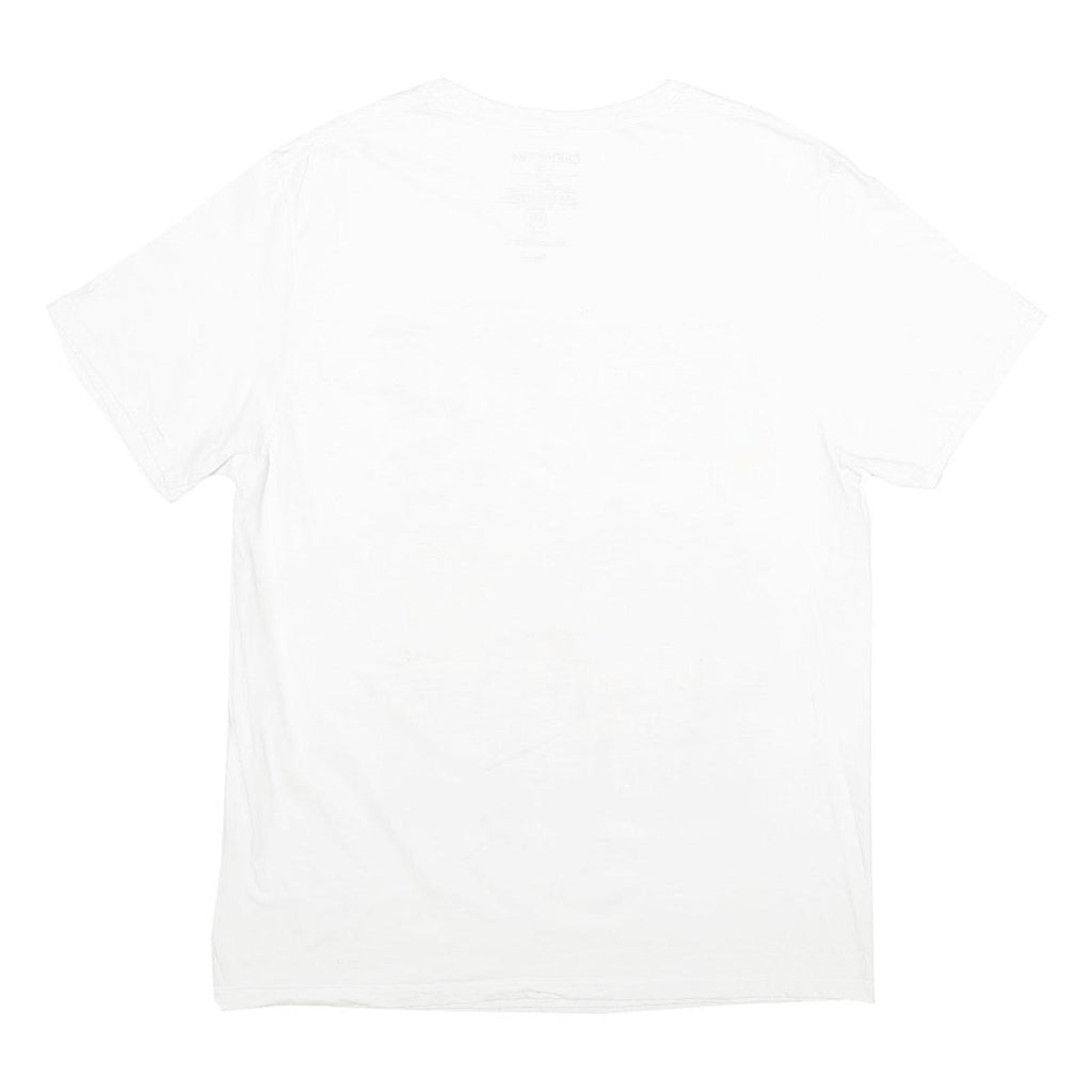 CHEMISTRY Mens White Corvette Graphic T-Shirt L Short Sleeve Crew Neck Racing