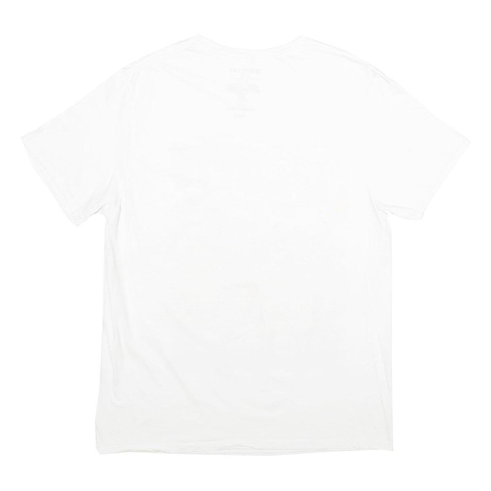 CHEMISTRY Mens White Corvette Graphic T-Shirt L Short Sleeve Crew Neck Racing