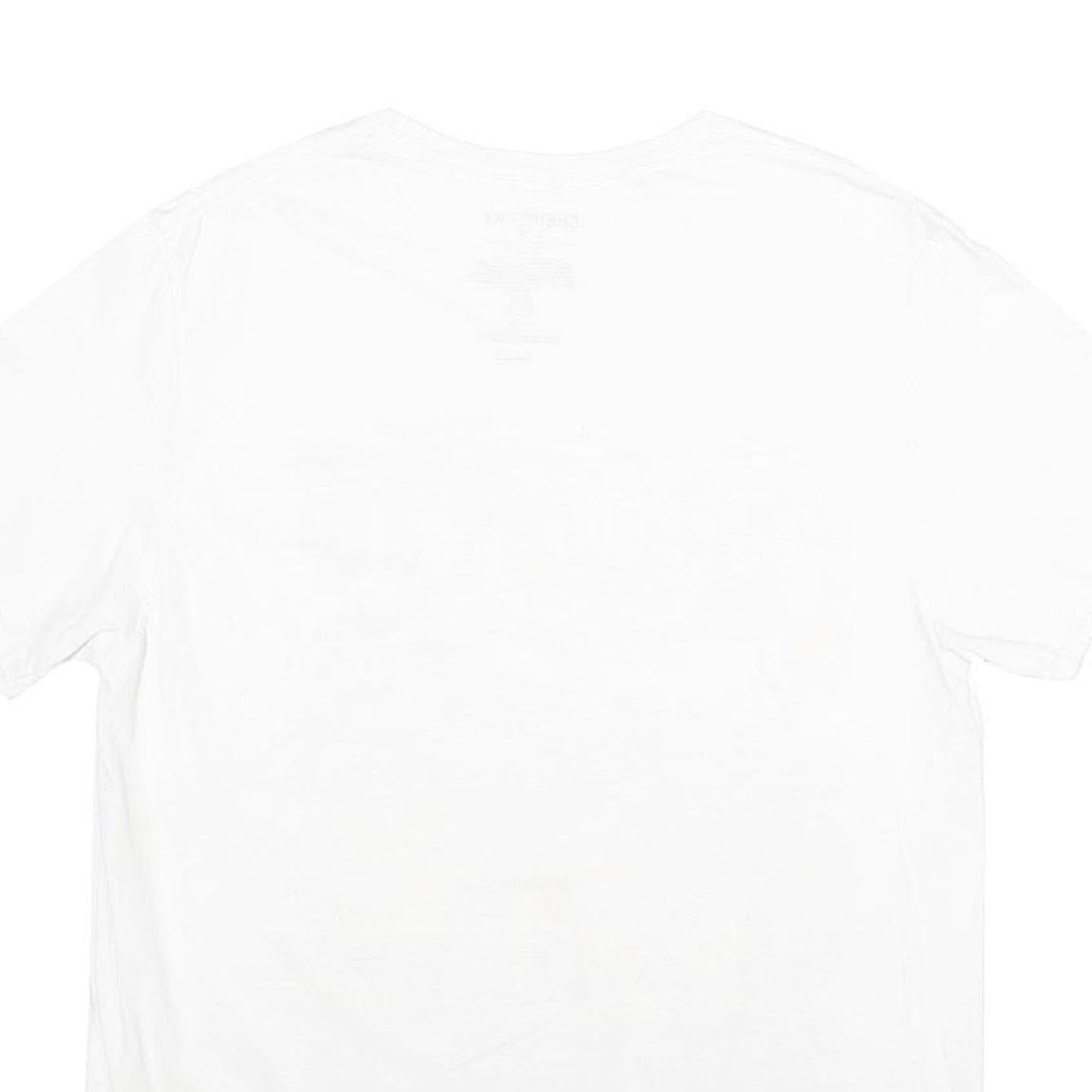 CHEMISTRY Mens White Corvette Graphic T-Shirt L Short Sleeve Crew Neck Racing