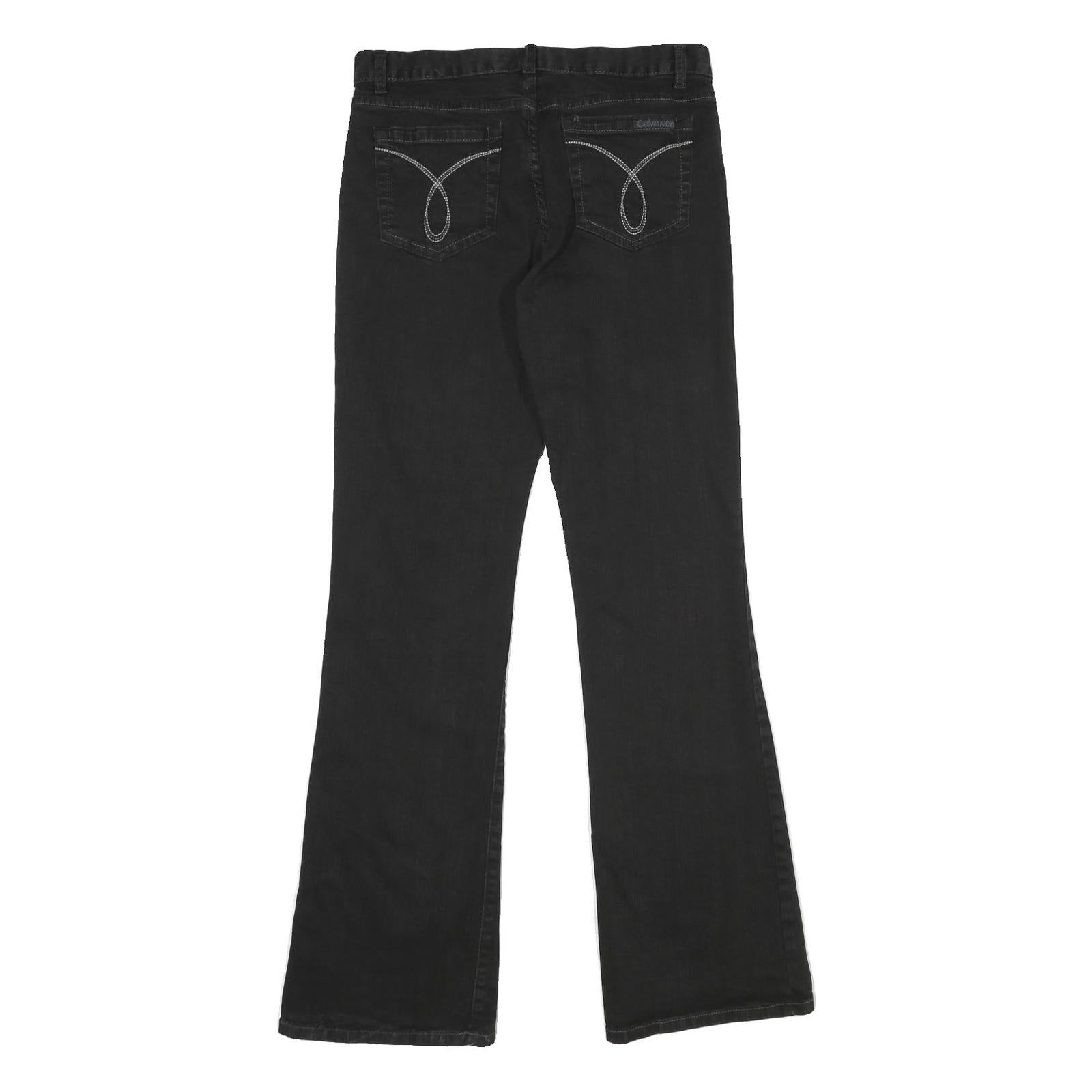 CALVIN KLEIN JEANS Womens Black Regular Fit Flared Denim W30 L34 Stylish