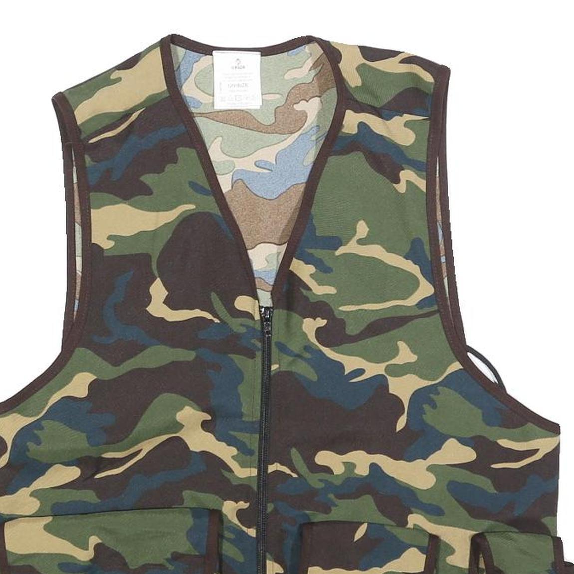 ORLOB Mens Green Camouflage Outdoor Vest One Size Polyester Jacket Zip Pockets
