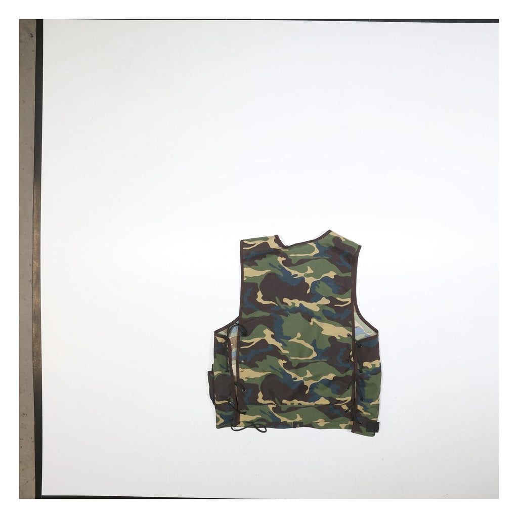 ORLOB Mens Green Camouflage Outdoor Vest One Size Polyester Jacket Zip Pockets