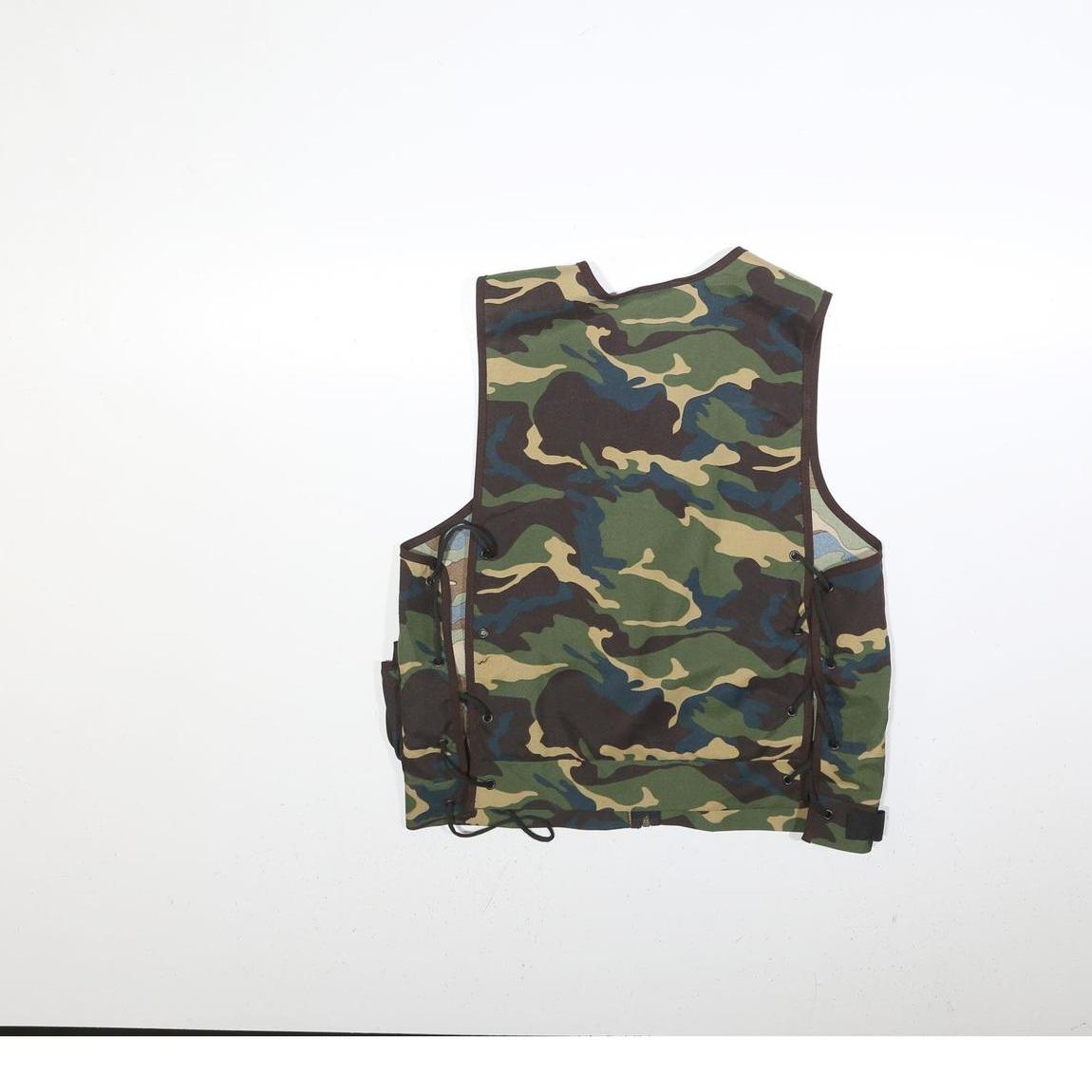 ORLOB Mens Green Camouflage Outdoor Vest One Size Polyester Jacket Zip Pockets