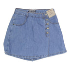 BOLERO Womens Blue Denim Mini Cotton Blend Skort Button Front Casual Size S