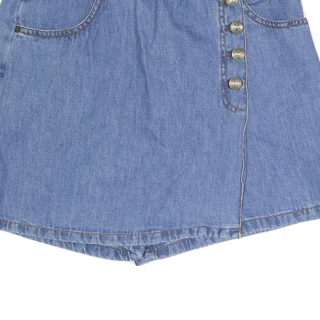 BOLERO Womens Blue Denim Mini Cotton Blend Skort Button Front Casual Size S