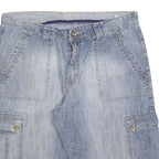 OCEAN SIDE Mens Light Blue Denim Cargo Shorts L W36 Casual Cotton Blend