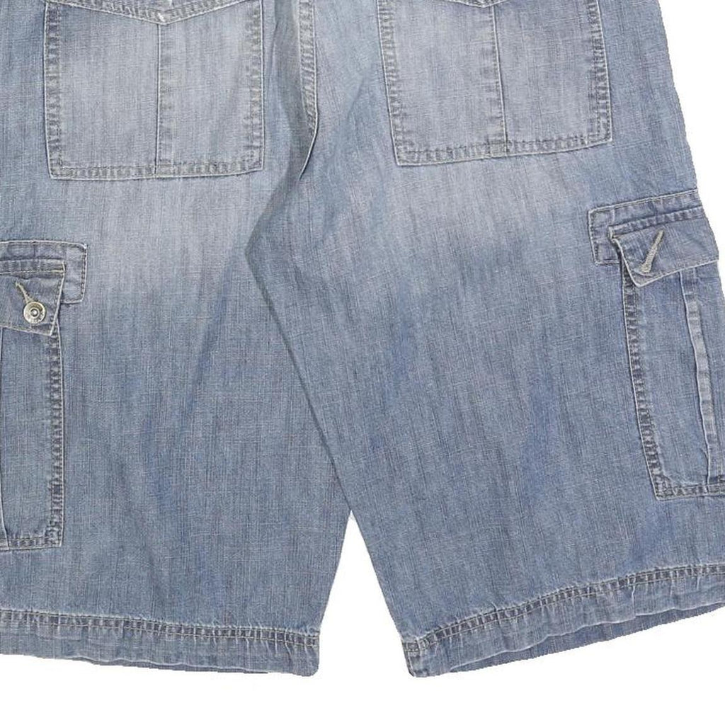 OCEAN SIDE Mens Light Blue Denim Cargo Shorts L W36 Casual Cotton Blend