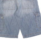 OCEAN SIDE Mens Light Blue Denim Cargo Shorts L W36 Casual Cotton Blend