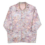 Womens Pink & Purple Abstract Patterned Jacket L Polyester Blend Zip Plain