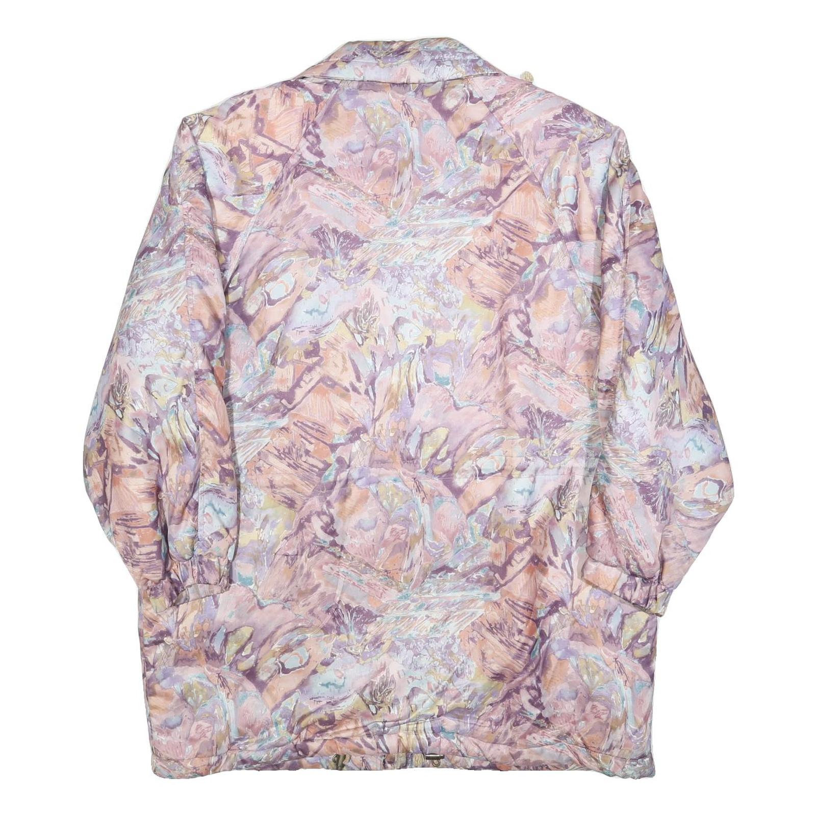 Womens Pink & Purple Abstract Patterned Jacket L Polyester Blend Zip Plain