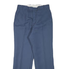 Mens Wool Blend Blue Regular Leg Trousers W30 L29 Zip Closure Classic Fit