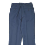 Mens Wool Blend Blue Regular Leg Trousers W30 L29 Zip Closure Classic Fit