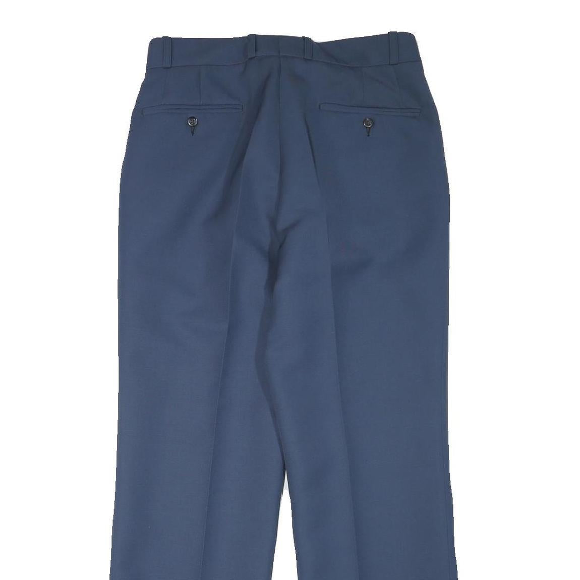 Mens Wool Blend Blue Regular Leg Trousers W30 L29 Zip Closure Classic Fit