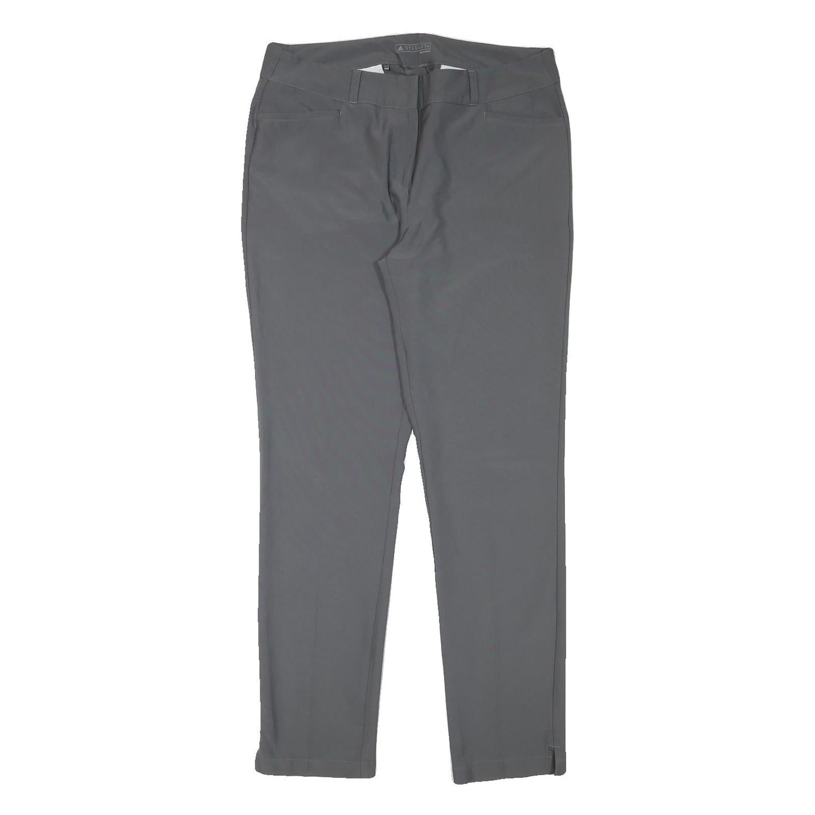 ADIDAS Womens Slim Grey Polyester Blend Zip Trousers W34 L30 Elegant Fit