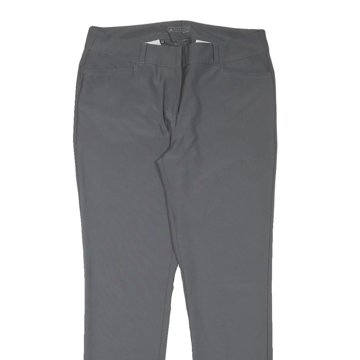 ADIDAS Womens Slim Grey Polyester Blend Zip Trousers W34 L30 Elegant Fit